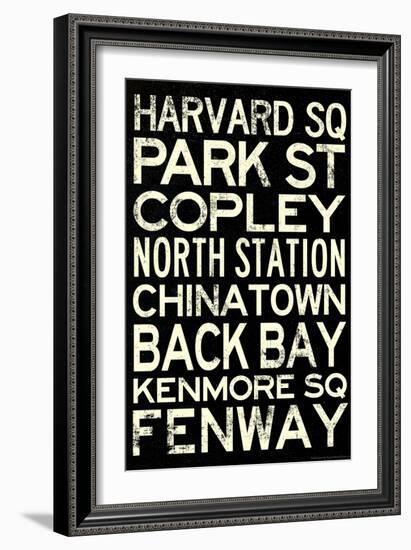 Boston MBTA Stations Vintage Subway Retro Metro Travel-null-Framed Art Print