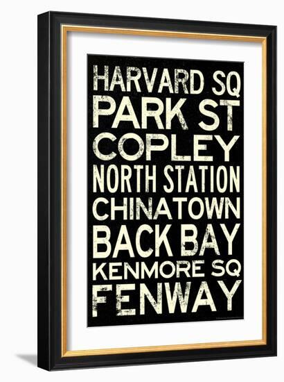 Boston MBTA Stations Vintage Subway Retro Metro Travel-null-Framed Art Print