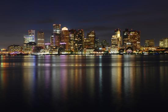 Boston Skyline At Night Massachusetts Usa Photographic Print Jiawangkun Art Com