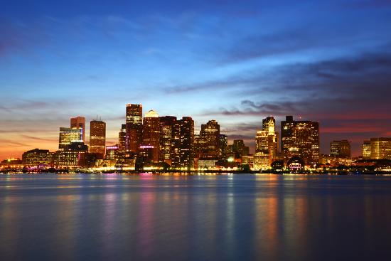 Boston Skyline At Night Massachusetts Usa Photographic Print Jiawangkun Art Com
