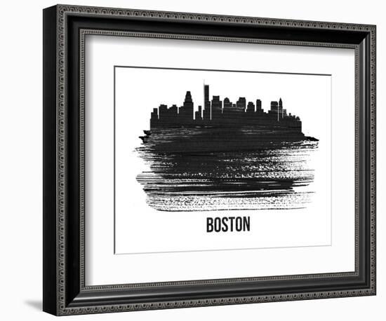 Boston Skyline Brush Stroke - Black II-NaxArt-Framed Art Print