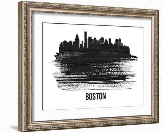 Boston Skyline Brush Stroke - Black II-NaxArt-Framed Art Print