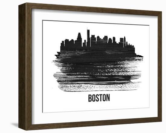 Boston Skyline Brush Stroke - Black II-NaxArt-Framed Art Print