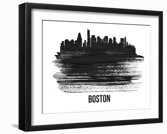 Boston Skyline Brush Stroke - Black II-NaxArt-Framed Art Print