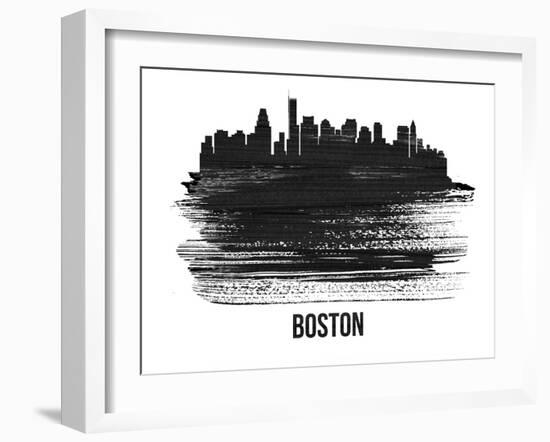 Boston Skyline Brush Stroke - Black II-NaxArt-Framed Art Print