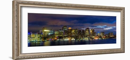 Boston Skyline Panorama at Night-Jeff Kreulen-Framed Photographic Print