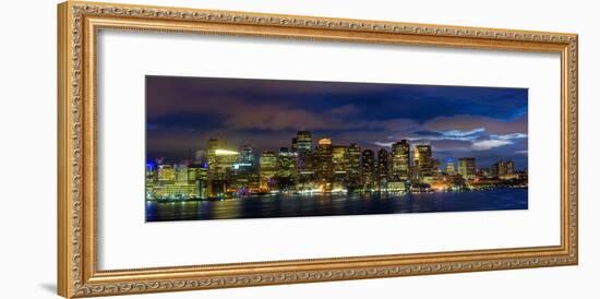 Boston Skyline Panorama at Night-Jeff Kreulen-Framed Photographic Print