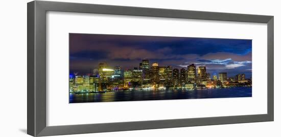 Boston Skyline Panorama at Night-Jeff Kreulen-Framed Photographic Print