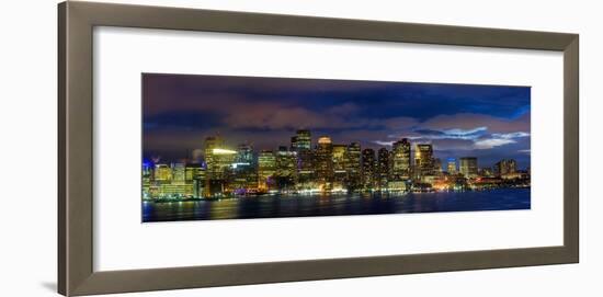 Boston Skyline Panorama at Night-Jeff Kreulen-Framed Photographic Print