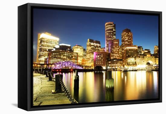 Boston Skyline with Financial District and Boston Harbor-Roman Slavik-Framed Premier Image Canvas