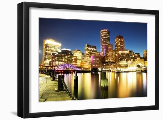 Boston Skyline with Financial District and Boston Harbor-Roman Slavik-Framed Photographic Print