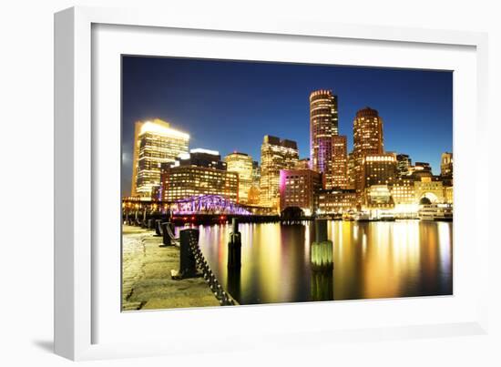 Boston Skyline with Financial District and Boston Harbor-Roman Slavik-Framed Photographic Print