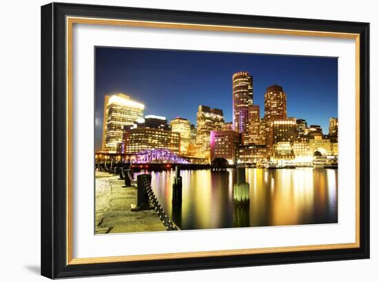 Boston Skyline with Financial District and Boston Harbor-Roman Slavik-Framed Photographic Print