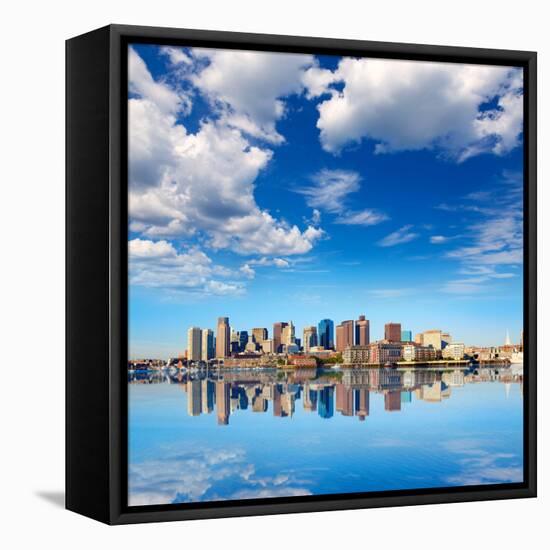 Boston Skyline with River in Sunlight at Massachusetts USA-holbox-Framed Premier Image Canvas