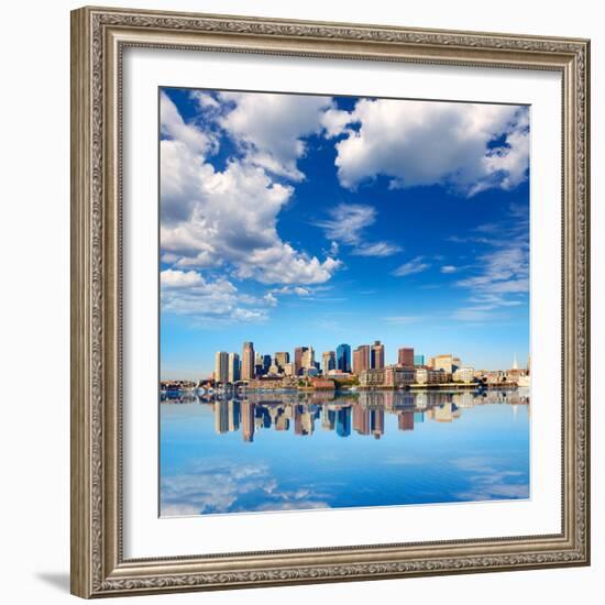 Boston Skyline with River in Sunlight at Massachusetts USA-holbox-Framed Photographic Print