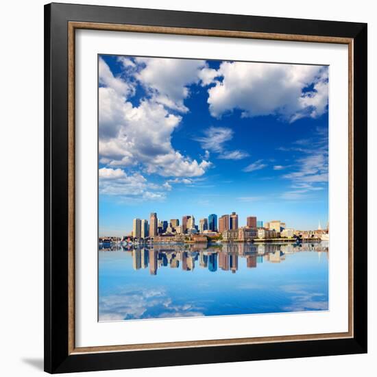 Boston Skyline with River in Sunlight at Massachusetts USA-holbox-Framed Photographic Print