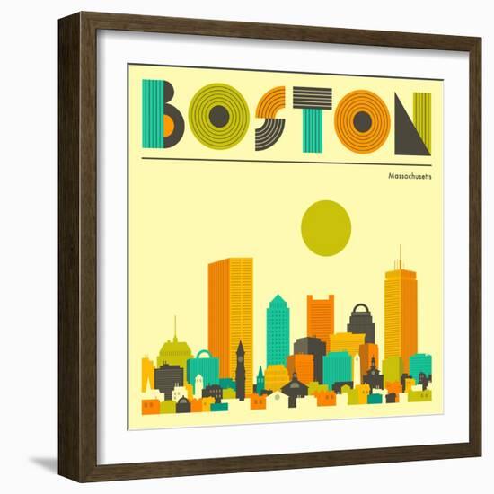 Boston Skyline-Jazzberry Blue-Framed Art Print