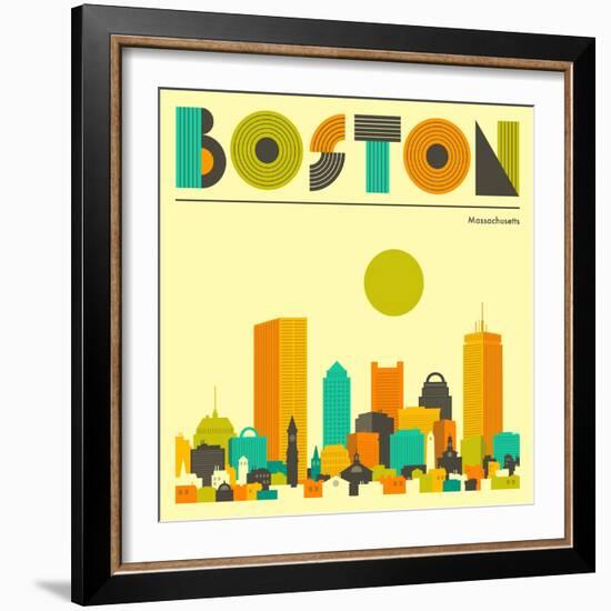 Boston Skyline-Jazzberry Blue-Framed Art Print