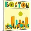 Boston Skyline-Jazzberry Blue-Mounted Art Print