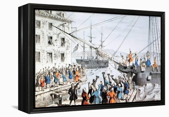 Boston Tea Party, 1773-Currier & Ives-Framed Premier Image Canvas