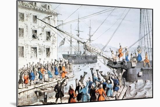 Boston Tea Party, 1773-Currier & Ives-Mounted Giclee Print