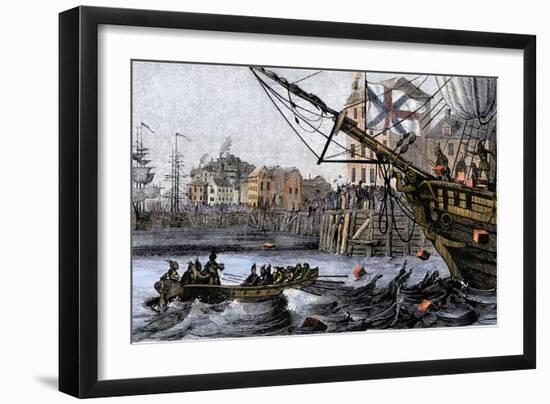 Boston Tea Party, a Protest against British Taxes Before the American Revolution, c.1773--Framed Giclee Print