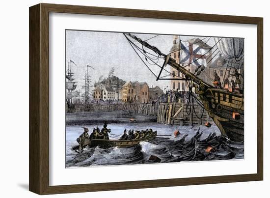 Boston Tea Party, a Protest against British Taxes Before the American Revolution, c.1773-null-Framed Premium Giclee Print