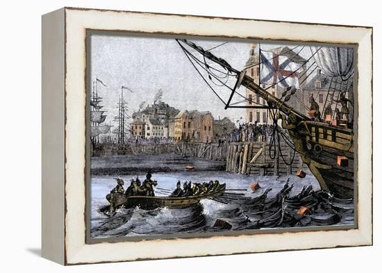 Boston Tea Party, a Protest against British Taxes Before the American Revolution, c.1773-null-Framed Premier Image Canvas