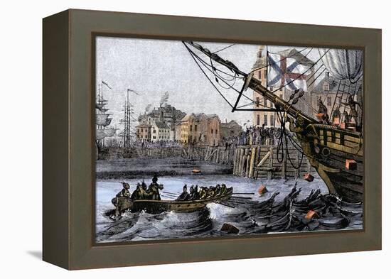 Boston Tea Party, a Protest against British Taxes Before the American Revolution, c.1773-null-Framed Premier Image Canvas