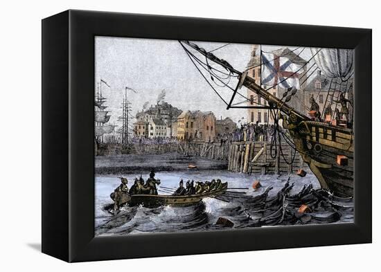 Boston Tea Party, a Protest against British Taxes Before the American Revolution, c.1773-null-Framed Premier Image Canvas