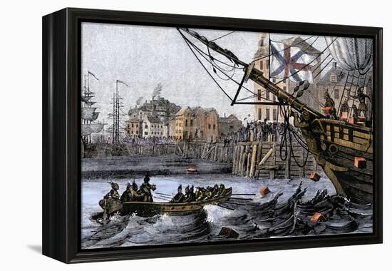 Boston Tea Party, a Protest against British Taxes Before the American Revolution, c.1773-null-Framed Premier Image Canvas