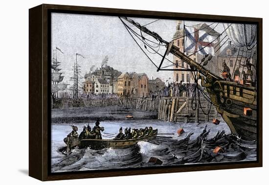 Boston Tea Party, a Protest against British Taxes Before the American Revolution, c.1773-null-Framed Premier Image Canvas