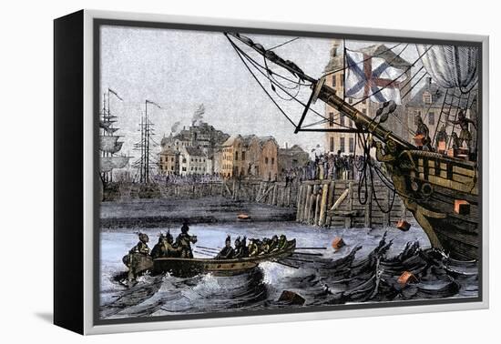 Boston Tea Party, a Protest against British Taxes Before the American Revolution, c.1773-null-Framed Premier Image Canvas