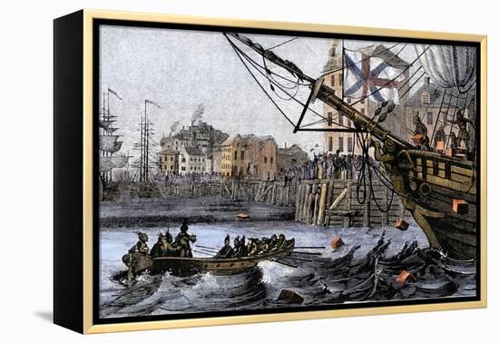 Boston Tea Party, a Protest against British Taxes Before the American Revolution, c.1773-null-Framed Premier Image Canvas