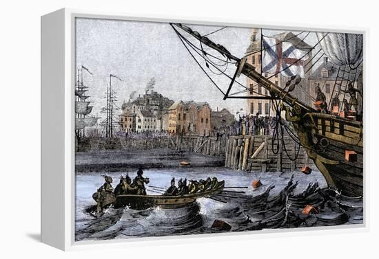 Boston Tea Party, a Protest against British Taxes Before the American Revolution, c.1773-null-Framed Premier Image Canvas