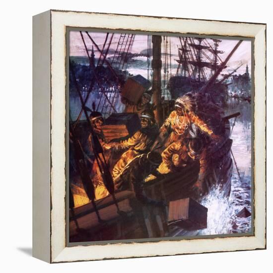 Boston Tea Party-English School-Framed Premier Image Canvas