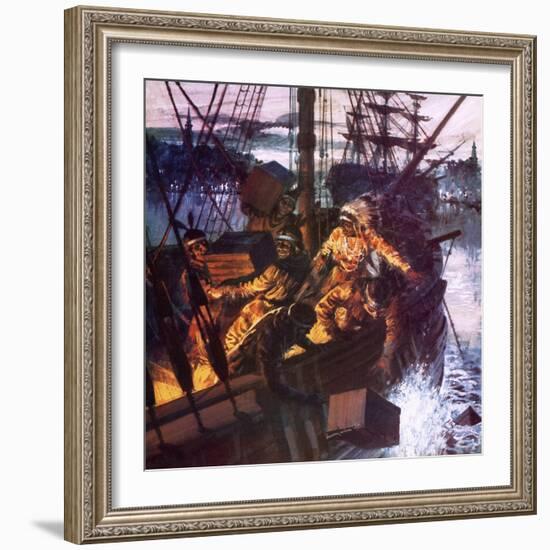 Boston Tea Party-English School-Framed Giclee Print