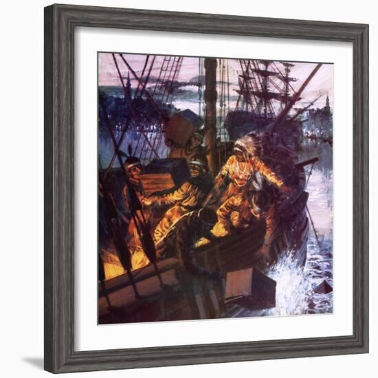 Boston Tea Party-English School-Framed Giclee Print