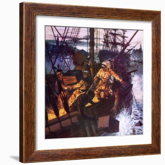 Boston Tea Party-English School-Framed Giclee Print