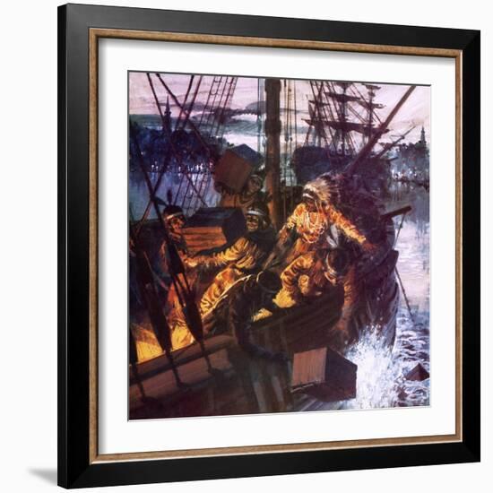 Boston Tea Party-English School-Framed Giclee Print