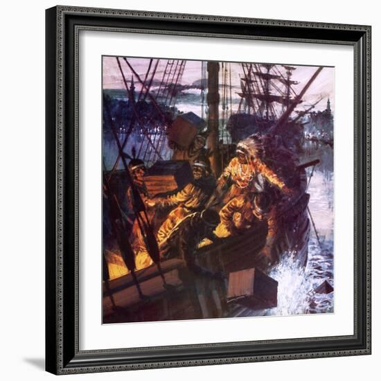 Boston Tea Party-English School-Framed Giclee Print