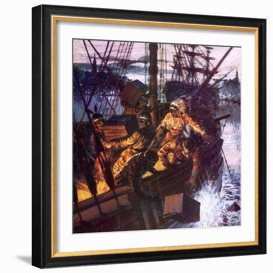 Boston Tea Party-English School-Framed Giclee Print