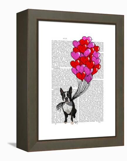 Boston Terrier and Balloons-Fab Funky-Framed Stretched Canvas