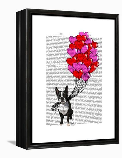 Boston Terrier and Balloons-Fab Funky-Framed Stretched Canvas