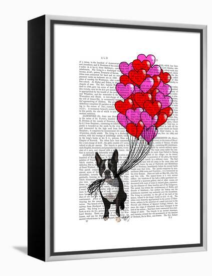 Boston Terrier and Balloons-Fab Funky-Framed Stretched Canvas