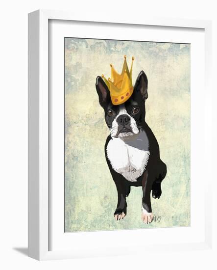 Boston Terrier and Crown-Fab Funky-Framed Art Print