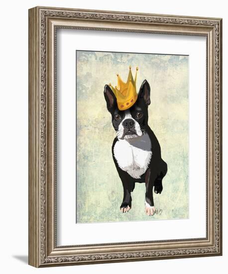 Boston Terrier and Crown-Fab Funky-Framed Art Print