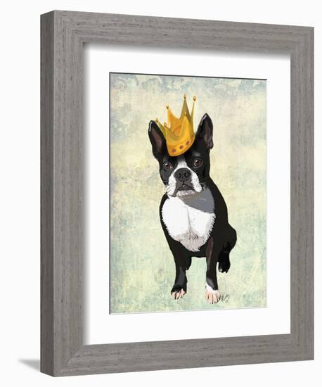 Boston Terrier and Crown-Fab Funky-Framed Art Print