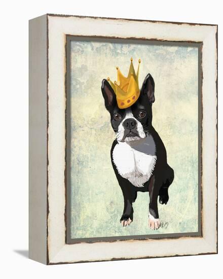 Boston Terrier and Crown-Fab Funky-Framed Stretched Canvas