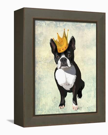 Boston Terrier and Crown-Fab Funky-Framed Stretched Canvas